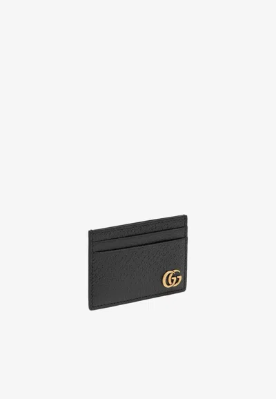 Gucci Gg Leather Cardholder With Money Clip In Black