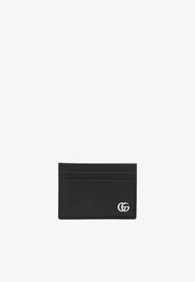 Gucci Gg Leather Cardholder With Money Clip In Black