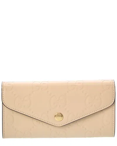 Gucci Gg Leather Continental Wallet In Nude