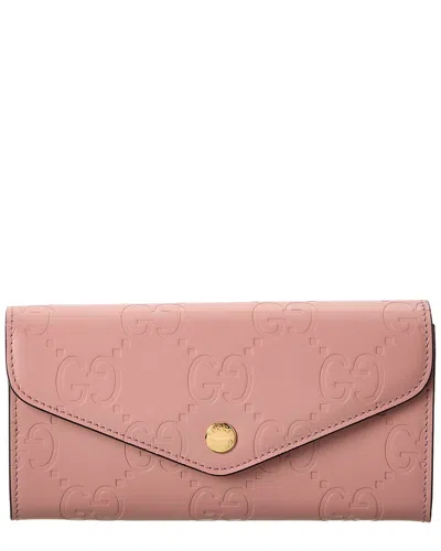 Gucci Gg Leather Continental Wallet In Pink