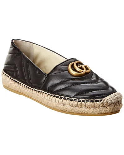 Gucci Gg Leather Espadrille In Black