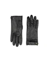 Gucci Gg Leather Gloves With Double G In Gray