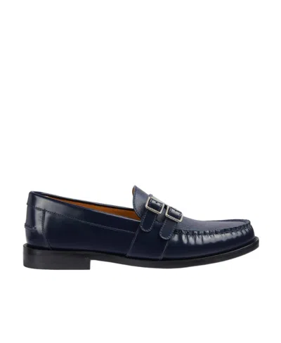 Gucci Gg Leather Loafers In Blue