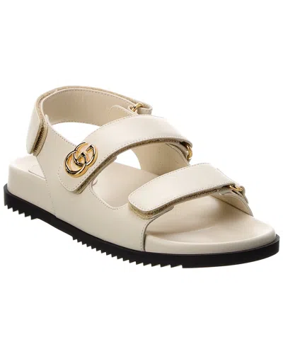 Gucci Gg Leather Sandal In White