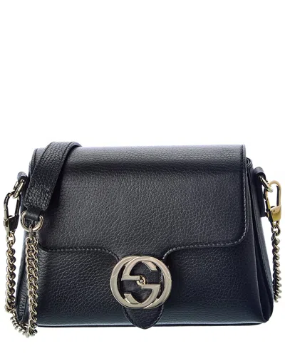 Gucci Gg Leather Shoulder Bag In Black