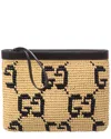 Gucci Gg Leather-trim Pouch In Neutral