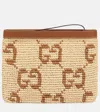Gucci Gg Leather-trimmed Clutch In Beige