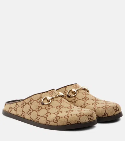Gucci Gg Leather-trimmed Mules