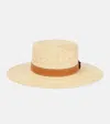 Gucci Raffia Hat Leather Strap In Beige