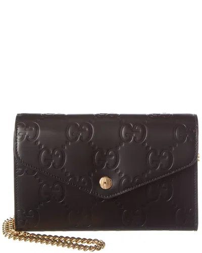 Gucci Gg Leather Wallet On Chain