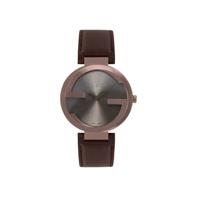 Pre-owned Gucci Gg Leather Watch 'rose Gold' | Men's Size Onesize