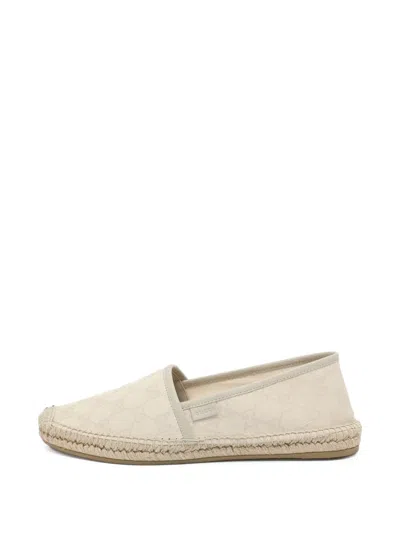 Pre-owned Gucci Gg Leather-trim Espadrilles In Neutral