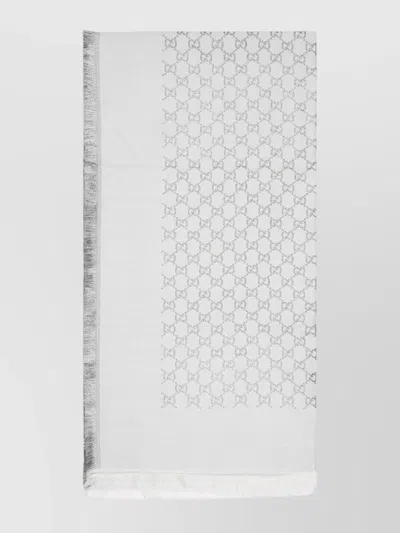 Gucci Gg Leggero Lurex Cashmere Scarf In White