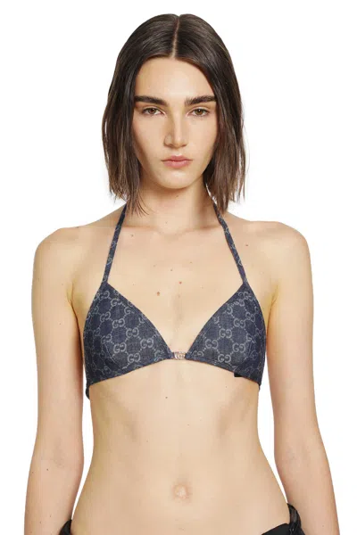 Gucci Gg Light Denim Top In Blue