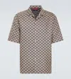 Gucci Mens Oatmilk Blue Monogram-pattern Regular-fit Linen-blend Shirt In Beige