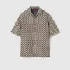 Gucci Gg Linen Blend Canvas Shirt In Beige