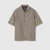 Gucci Mens Oatmilk Blue Monogram-pattern Regular-fit Linen-blend Shirt In Beige