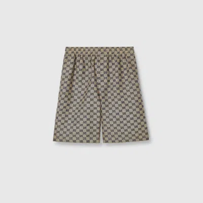 Gucci Gg Linen Blend Shorts In Beige
