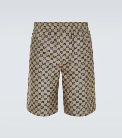 Gucci Gg Linen-blend Shorts In Beige