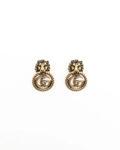 Gucci Gg Lion Head Clip-on Earrings In Gold