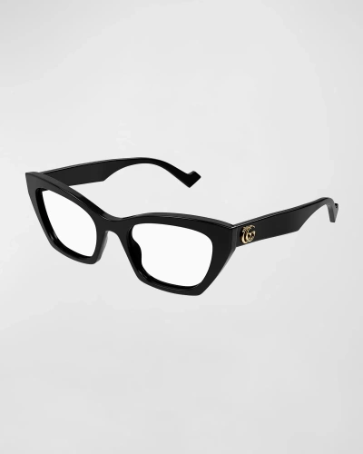 Gucci Gg Logo Acetate Cat-eye Glasses In Black