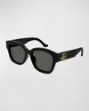 Gucci Gg Logo Acetate Square Sunglasses In Black