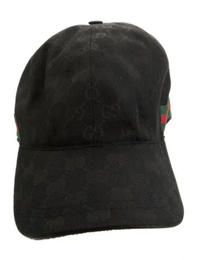 Pre-owned Gucci Gg Logo Baseball Cap In Black