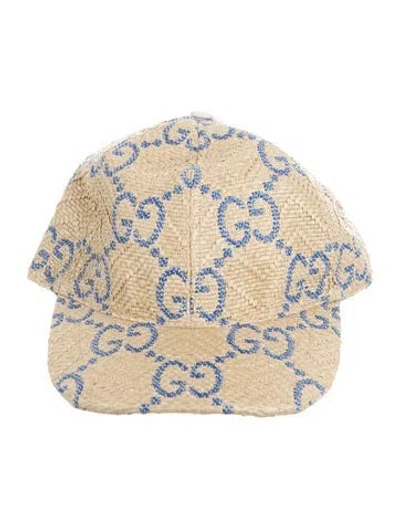 Pre-owned Gucci Gg Logo Baseball Cap In Blue/neutrals