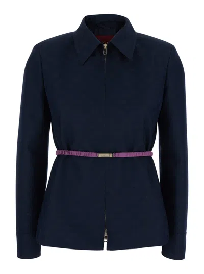 Gucci Gg Logo Belt Blazer In Blue