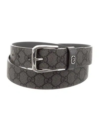 Pre-owned Gucci Gg Logo Belt In Gray