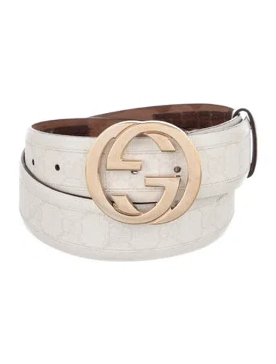 Pre-owned Gucci Gg Logo Belt Kit In White