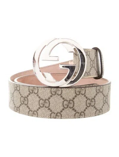 Pre-owned Gucci Gg Logo Belt In Neutral