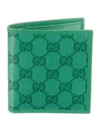 Pre-owned Gucci Gg Logo Bifold Wallet In Green