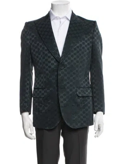 Pre-owned Gucci Gg Logo Blazer In Black