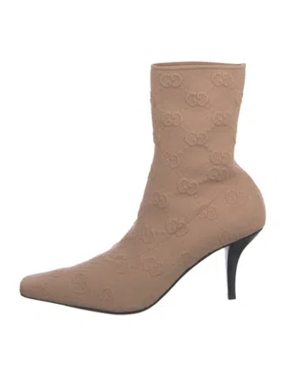 Pre-owned Gucci Gg Logo Boots In Neutral