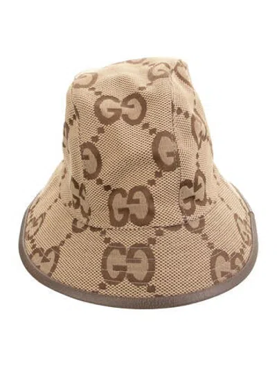 Pre-owned Gucci Gg Logo Bucket Hat In Brown/neutrals
