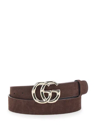 Gucci Gg Logo Buckle Belt In Brown