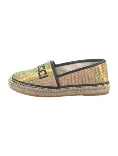 Pre-owned Gucci Gg Logo Canvas Espadrilles In Neutral
