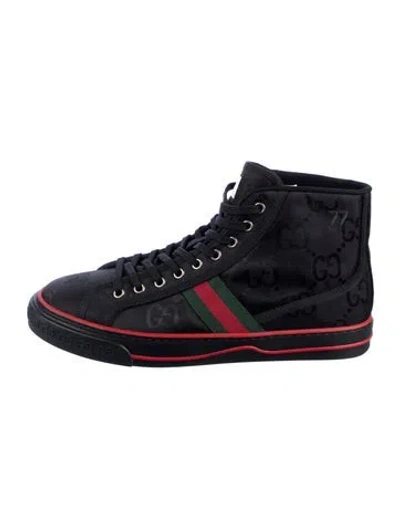 Pre-owned Gucci Gg Logo Canvas Sneakers In Black