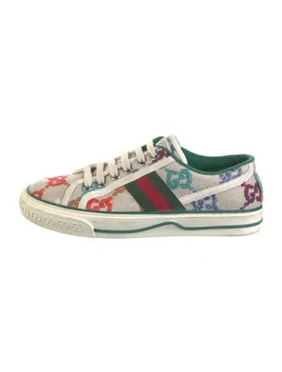 Pre-owned Gucci Gg Logo Canvas Sneakers In Neutral