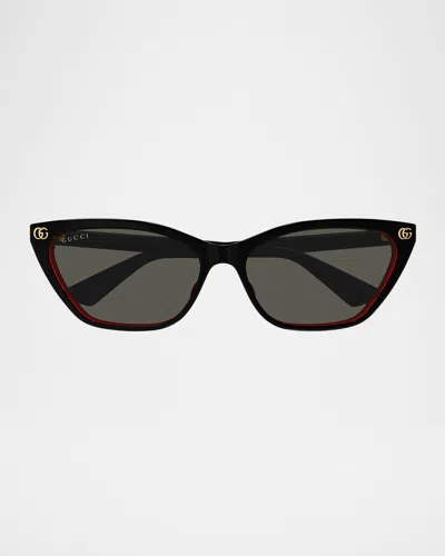 Gucci Gg Logo Cat-eye Sunglasses In Black Red