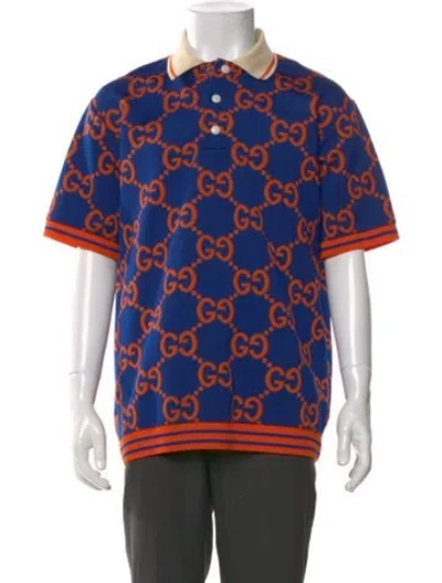 Pre-owned Gucci Gg Logo Collar Polo Shirt In Multi