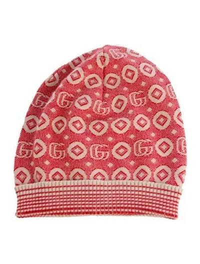 Pre-owned Gucci Gg Logo Cotton Beanie W/ Tags In Red
