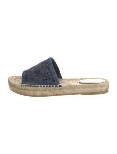 Pre-owned Gucci Gg Logo Denim Espadrilles W/ Tags In Blue