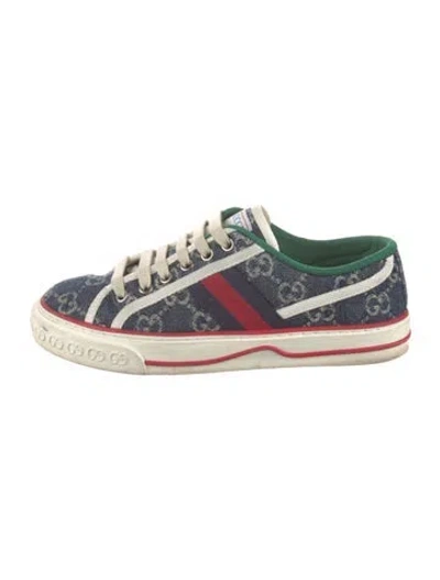 Pre-owned Gucci Gg Logo Denim Sneakers In Blue