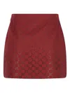 Gucci Rosso Ancora Gg-fabric Mini Skirt With Crystals In Red