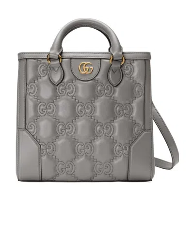 Gucci Gg Logo-embossed Mini Tote Bag In Gray