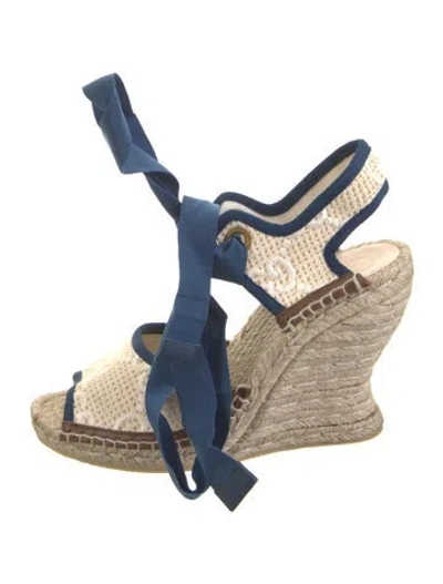 Pre-owned Gucci Gg Logo Embroidered Accent Espadrilles