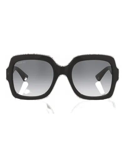 Gucci Gg-logo Geometric-frame Sunglasses In Black