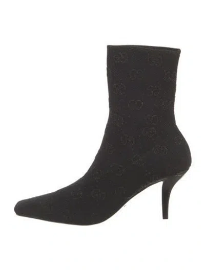 Pre-owned Gucci Gg Logo Glitter Accents Sock Boots In Multi